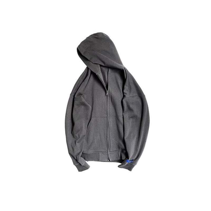 Techwear Kapuzenpulli mit Reißverschluss in Übergröße, grau